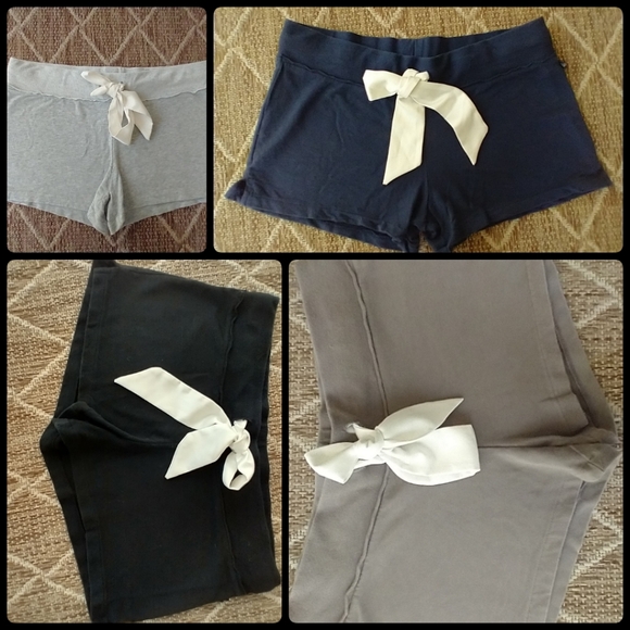 Low Rise Short Shorts Yoga/ Athletic Adjustable White Satin Bow - Picture 2 of 16